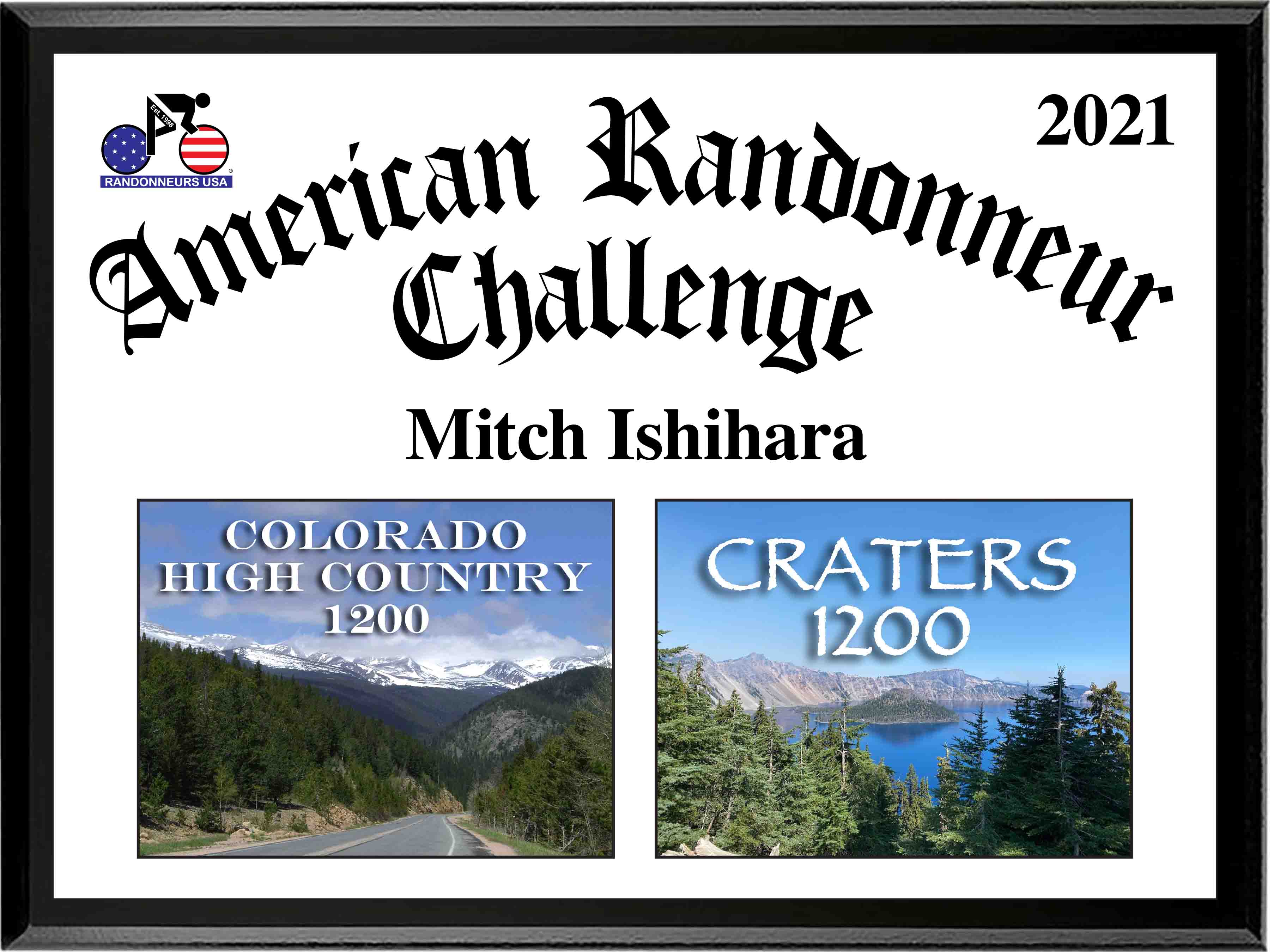 American Randonneur Challenge plaque